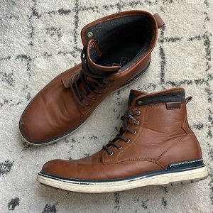 (Target) Men’s Boots Brown Pleather & Grey Fabric